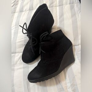 Lace Up Low Wedge Heel Booties Shoe